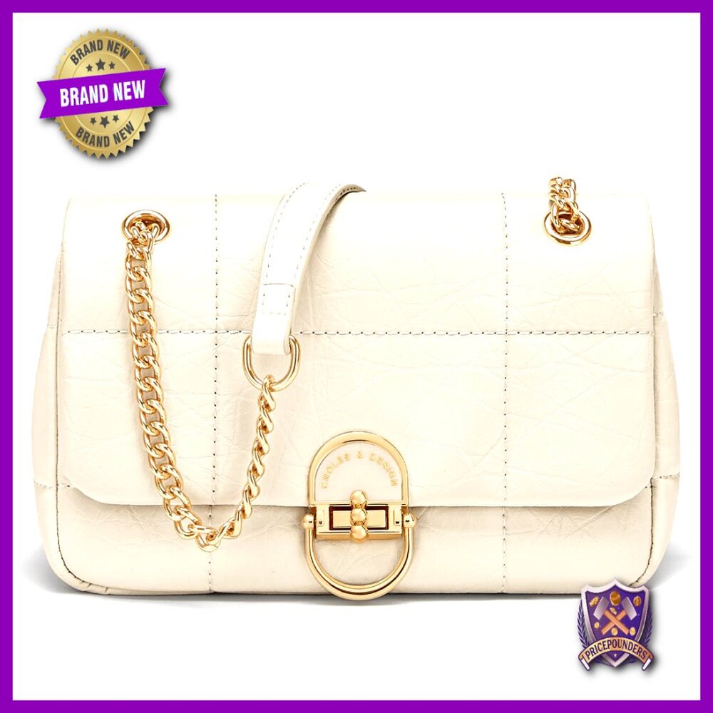 Genuine Leather Crossbody Bag With Chain Strap Fashionable Clutch Purse Satchel